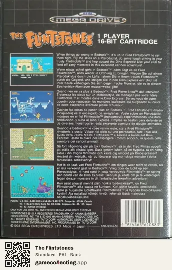 The Flintstones Sega Mega Drive / Genesis, PAL box back