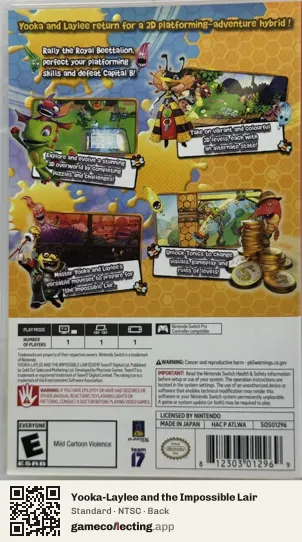 Yooka-Laylee and the Impossible Lair Nintendo Switch, NTSC box back