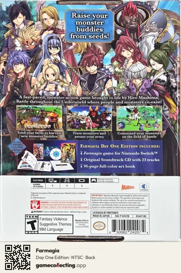 Farmagia Nintendo Switch, NTSC box back
