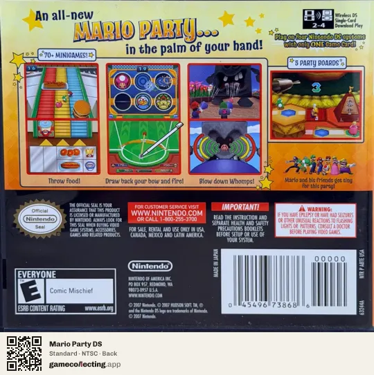 Mario Party DS Nintendo DS, NTSC box back