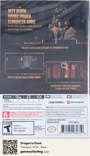 Dragon Is Dead Nintendo Switch, NTSC box back