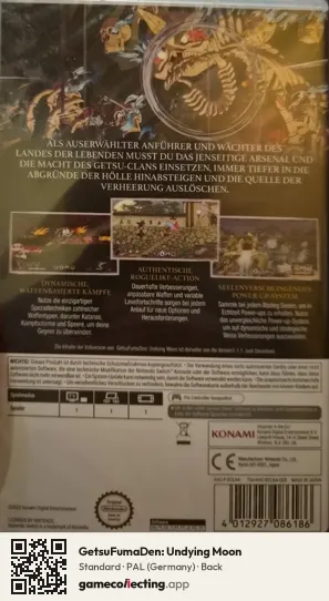 GetsuFumaDen: Undying Moon Nintendo Switch, Germany box back