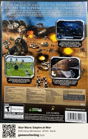 Star Wars: Empire at War Computer, NTSC box back