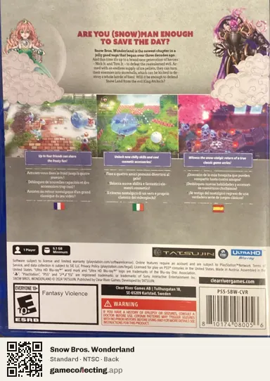 Snow Bros. Wonderland PlayStation 5, NTSC box back