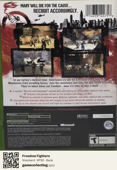 Freedom Fighters Xbox, NTSC box back