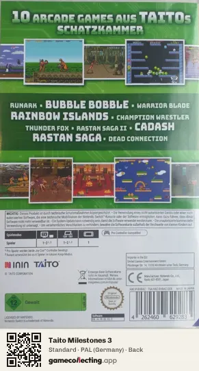 Taito Milestones 3 Nintendo Switch, Germany box back