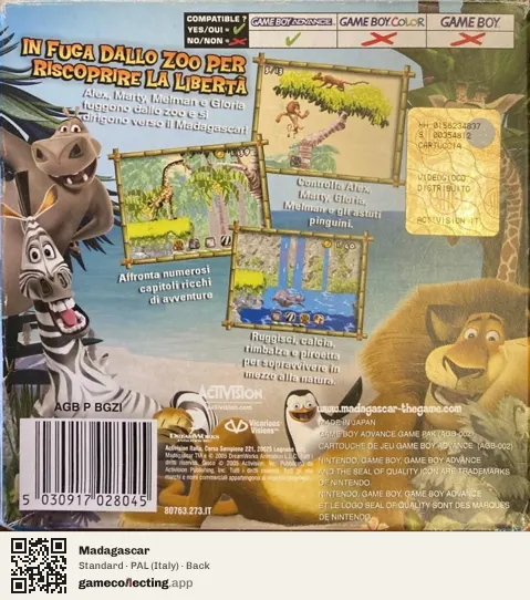 Madagascar Game Boy Advance, Italy box back