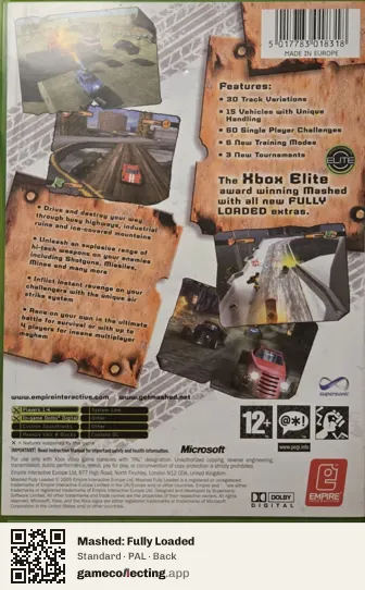 Mashed: Fully Loaded Xbox, PAL box back
