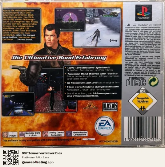 007 Tomorrow Never Dies PlayStation, PAL box back
