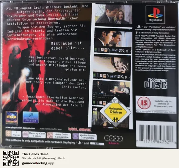 The X-Files Game PlayStation, Germany box back