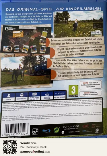 Windstorm PlayStation 4, Germany box back