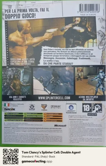 Tom Clancy's Splinter Cell: Double Agent Xbox, Italy box back
