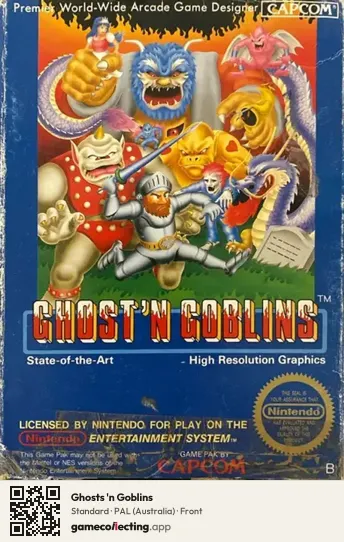Ghosts 'n Goblins Nintendo Entertainment System, Australia box front