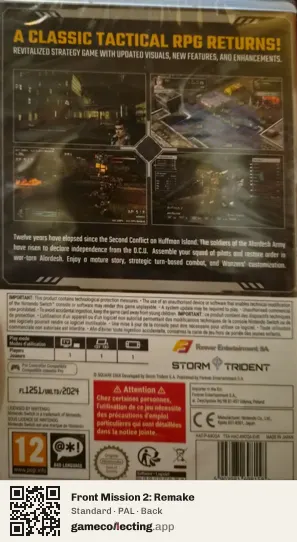 Front Mission 2: Remake Nintendo Switch, PAL box back