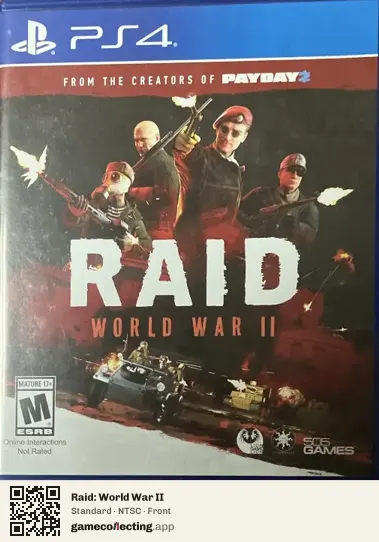 Raid: World War II PlayStation 4, NTSC box front