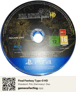 Final Fantasy Type-0 HD PlayStation 4, PAL disc