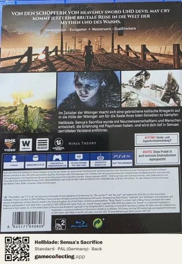 Hellblade: Senua's Sacrifice PlayStation 4, Germany box back