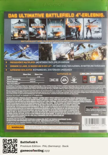 Battlefield 4 Xbox One, Germany box back