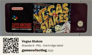 Vegas Stakes Super Nintendo Entertainment System, PAL cartridge label