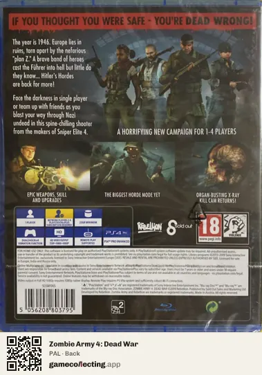 Zombie Army 4: Dead War PlayStation 4, PAL box back