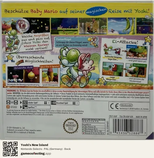 Yoshi's New Island Nintendo 3DS, Germany box back