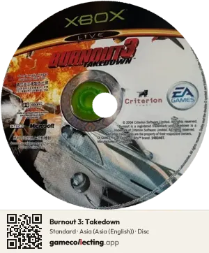 Burnout 3: Takedown Xbox, Asia disc