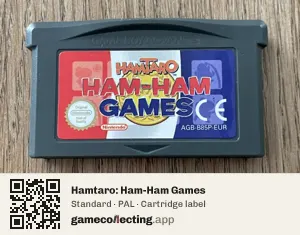 Hamtaro: Ham-Ham Games Game Boy Advance, PAL cartridge label