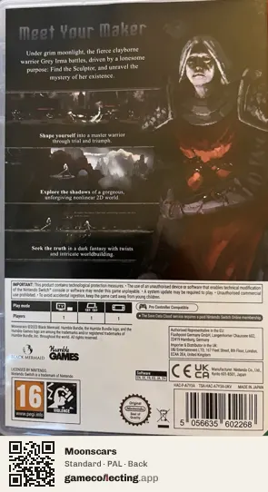 Moonscars Nintendo Switch, PAL box back
