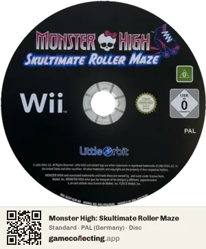 Monster High: Skultimate Roller Maze Nintendo Wii, PAL disc