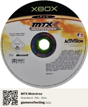 MTX Mototrax Xbox, PAL disc