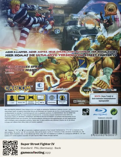 Super Street Fighter IV PlayStation 3, Germany box back