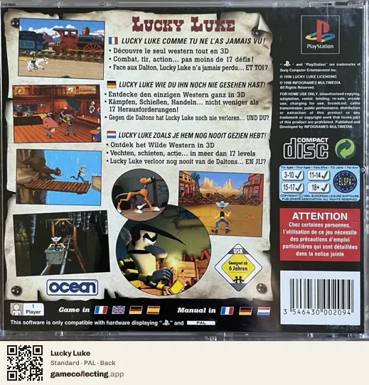 Lucky Luke PlayStation, PAL box back