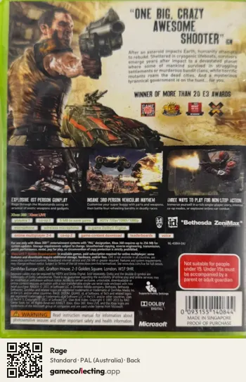 Rage Xbox 360, Australia box back