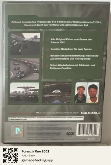 Formula One 2001 PlayStation 2, PAL box back