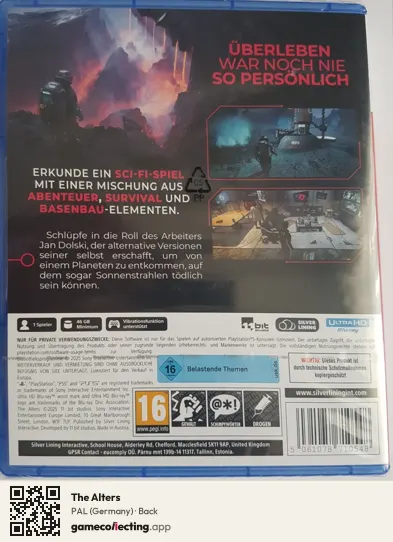 The Alters PlayStation 5, Germany box back