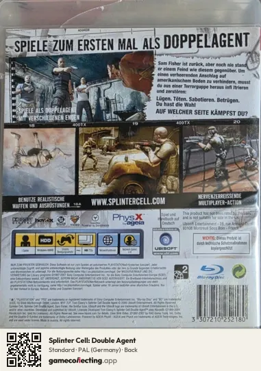 Splinter Cell: Double Agent PlayStation 3, Germany box back