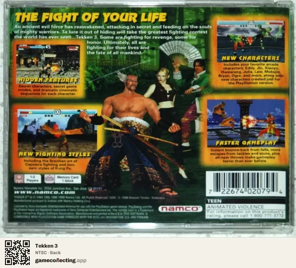 Tekken 3 PlayStation, NTSC box back