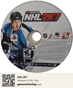 NHL 2K7 PlayStation 3, NTSC disc