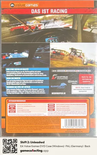 Shift 2: Unleashed Computer, Germany box back