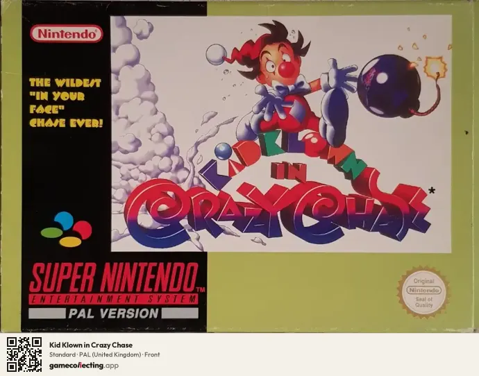 Kid Klown in Crazy Chase Super Nintendo Entertainment System, United Kingdom box front