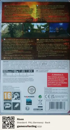 Risen Nintendo Switch, Germany box back