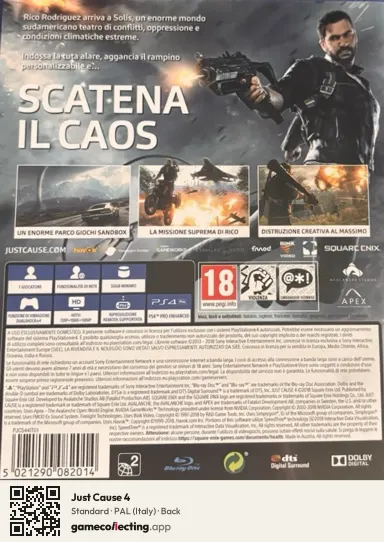Just Cause 4 PlayStation 4, Italy box back