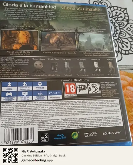 NieR: Automata PlayStation 4, Italy box back