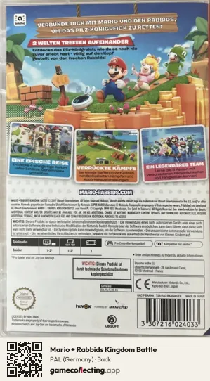 Mario + Rabbids Kingdom Battle Nintendo Switch, Germany box back