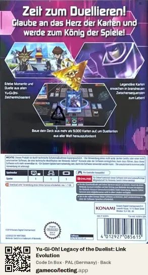 Yu-Gi-Oh! Legacy of the Duelist: Link Evolution Nintendo Switch, Germany box back