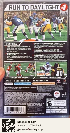 Madden NFL 07 PlayStation Portable, NTSC box back