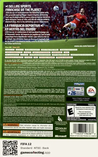 FIFA 12 Xbox 360, NTSC box back