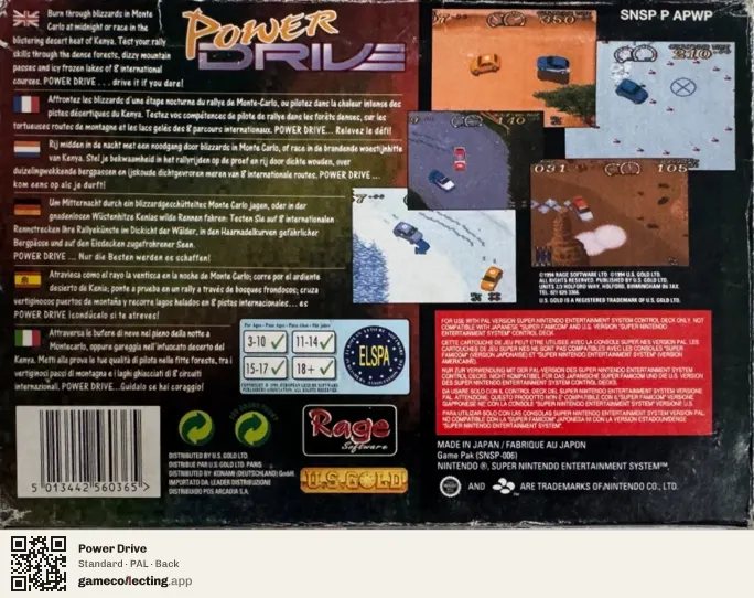 Power Drive Super Nintendo Entertainment System, PAL box back