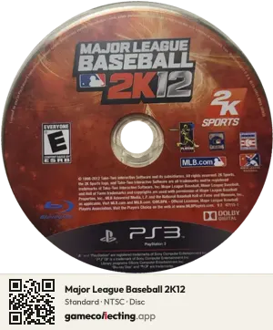 Major League Baseball 2K12 PlayStation 3, NTSC disc