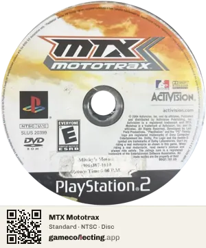 MTX Mototrax PlayStation 2, NTSC disc